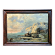 Impressionist painting attributed to F-G Engler, oil on canvas, romantic seascape.