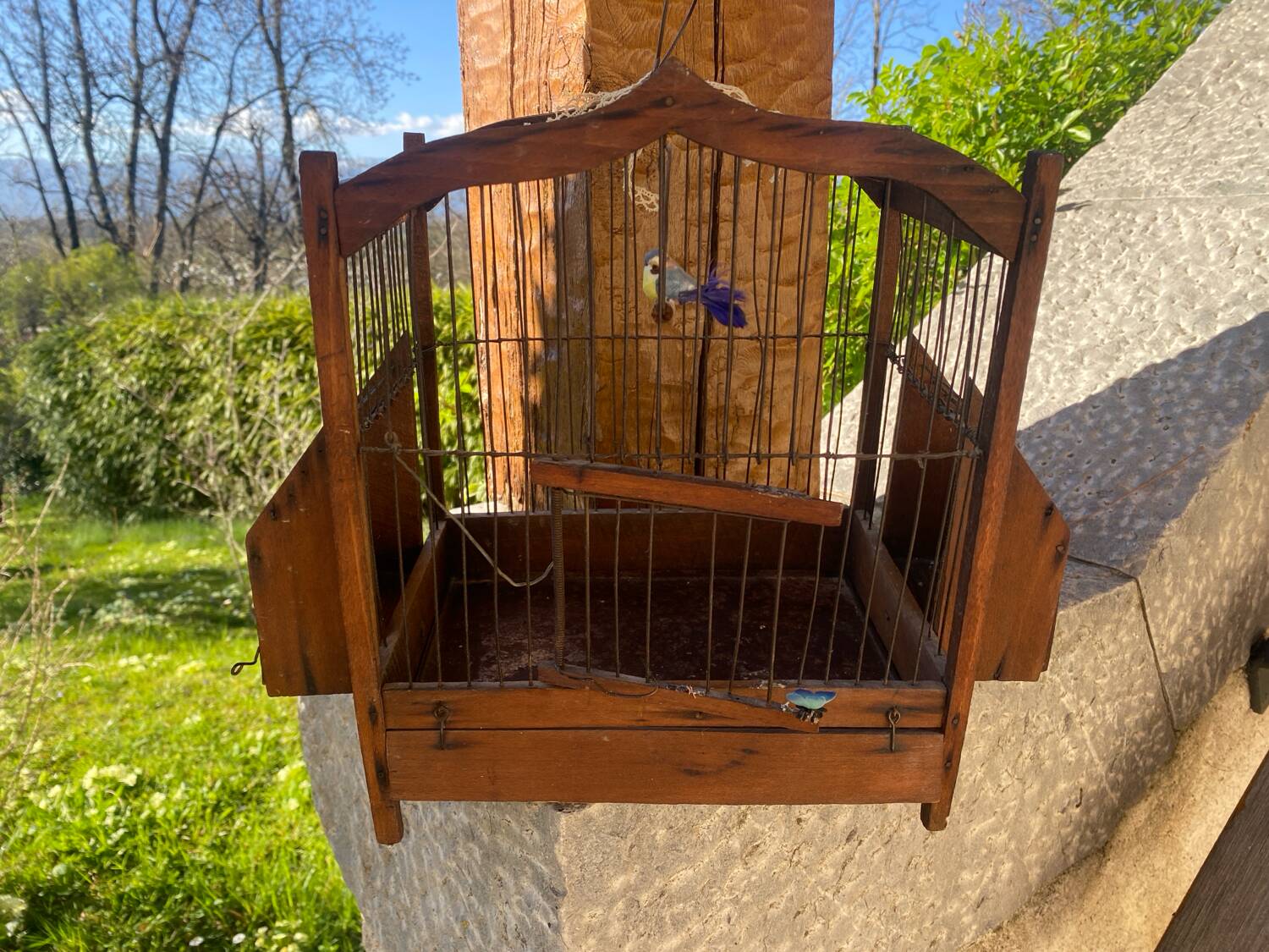 Antique wooden birdcage