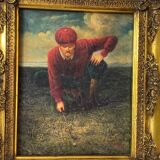 Huile sur toile, Joueur de Golf, fin XIXe