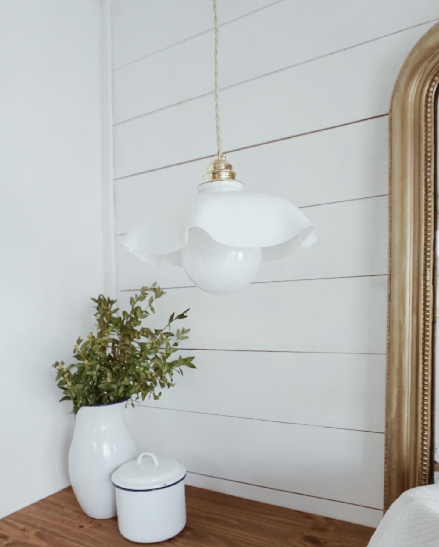 Draped suspension Opaline 🌿 Vintage