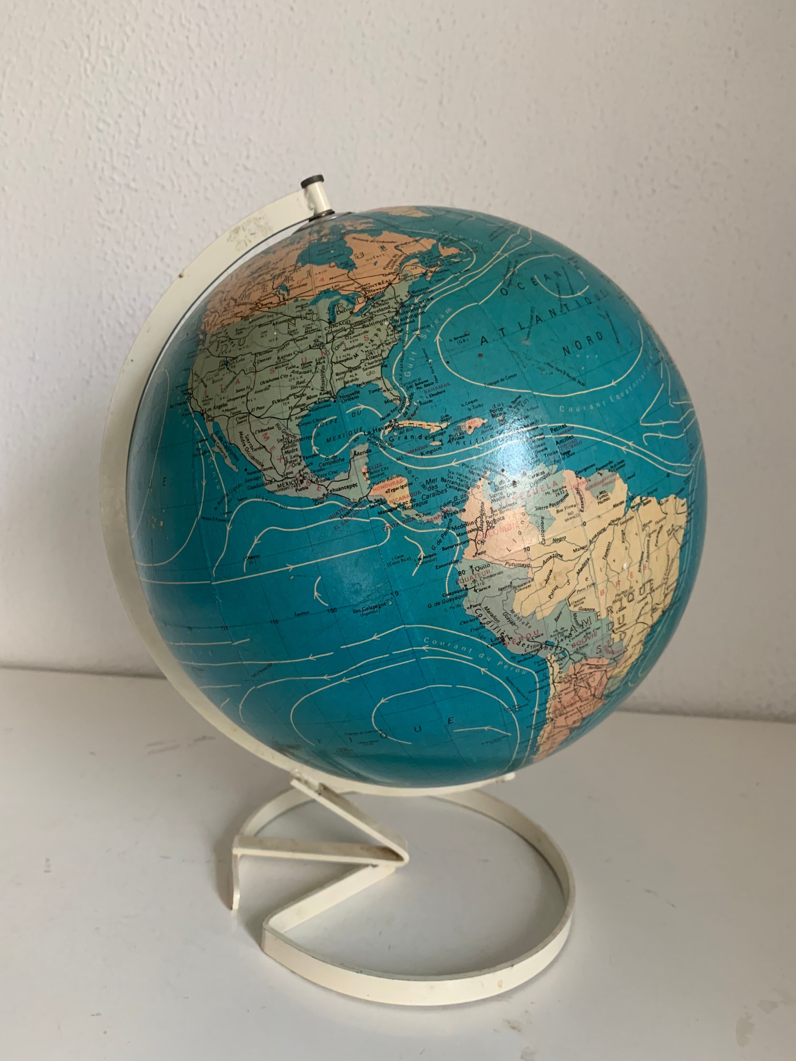 Vintage globe 1979 terrestrial Taride twisted metal 35 cm