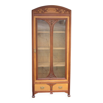 Sumptuous Art Nouveau wardrobe/bookcase. Around 1900.