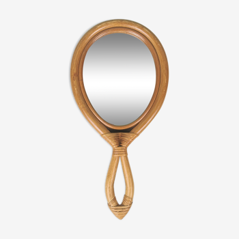 Rattan hand-facing mirror