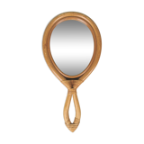 Rattan hand-facing mirror