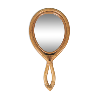 Rattan hand-facing mirror
