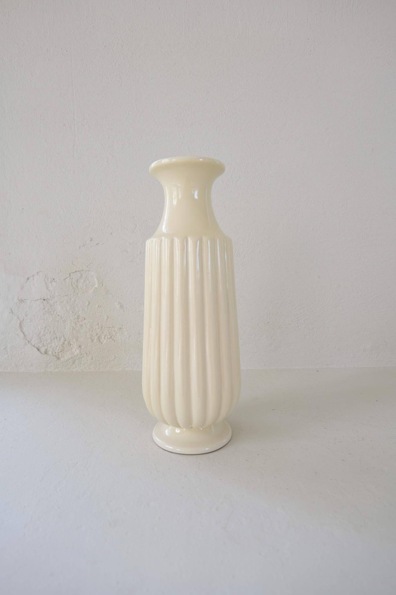 Vase Art Déco en Céramique sur Pied Bo Fajans Ewald Dahlskog, Suède, 1940s