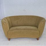 1960s, Danish 2-seater "Banana" sofa, furniture velour, beech wood.