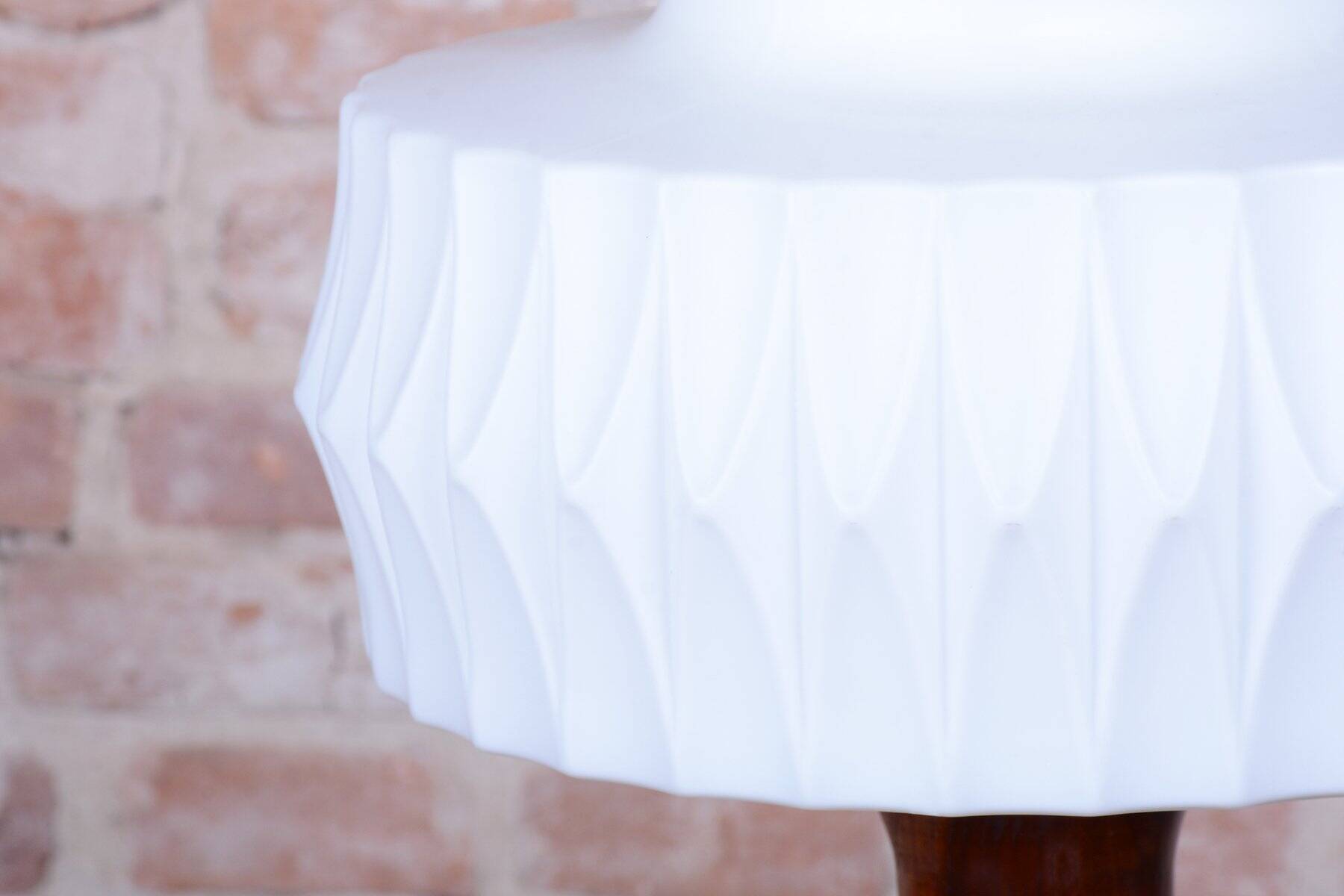 Mid-Century Table Lamp in Walnut, Brass and Glass, Czech, 1960s