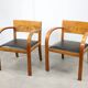 Set de 2 fauteuils Art Déco italiens en bois et similicuir noir