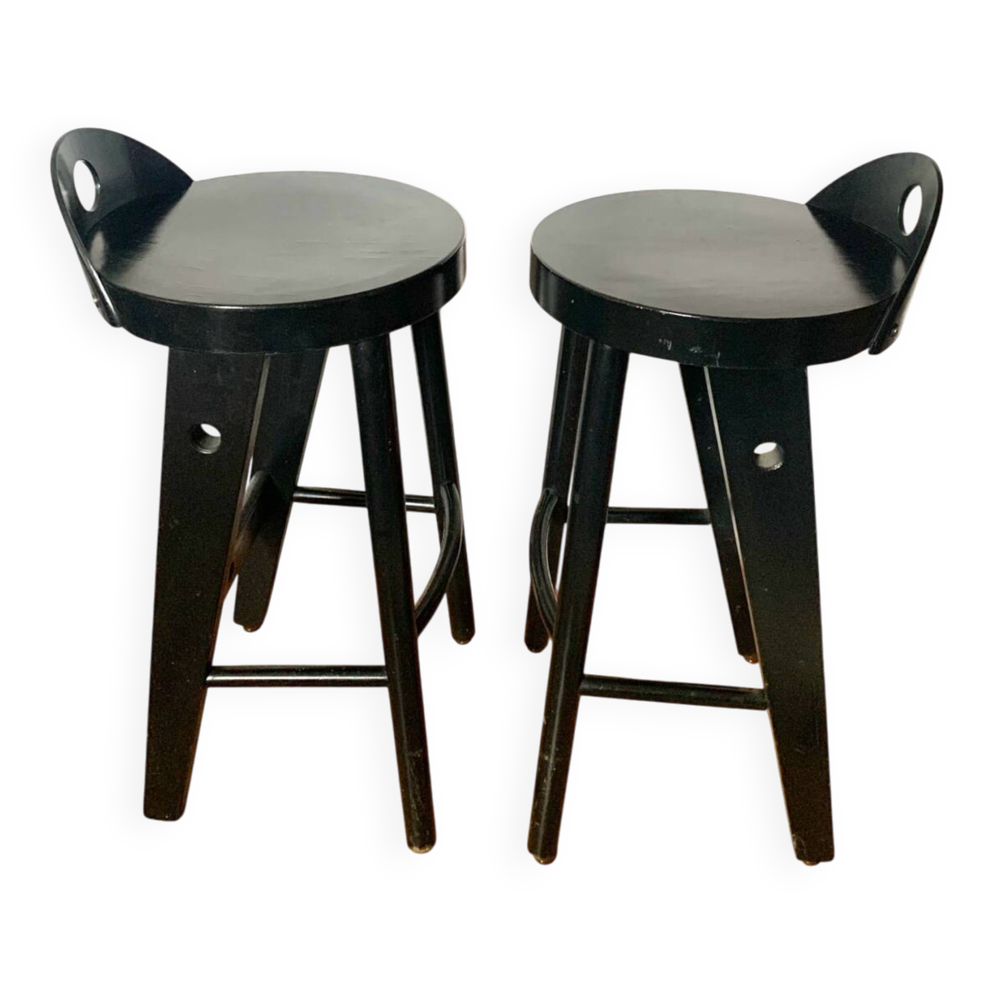 Pair of black designer stools by Baumann