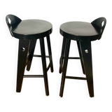 Pair of black designer stools by Baumann