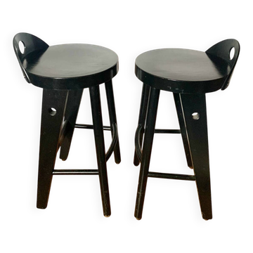Pair of black designer stools by Baumann