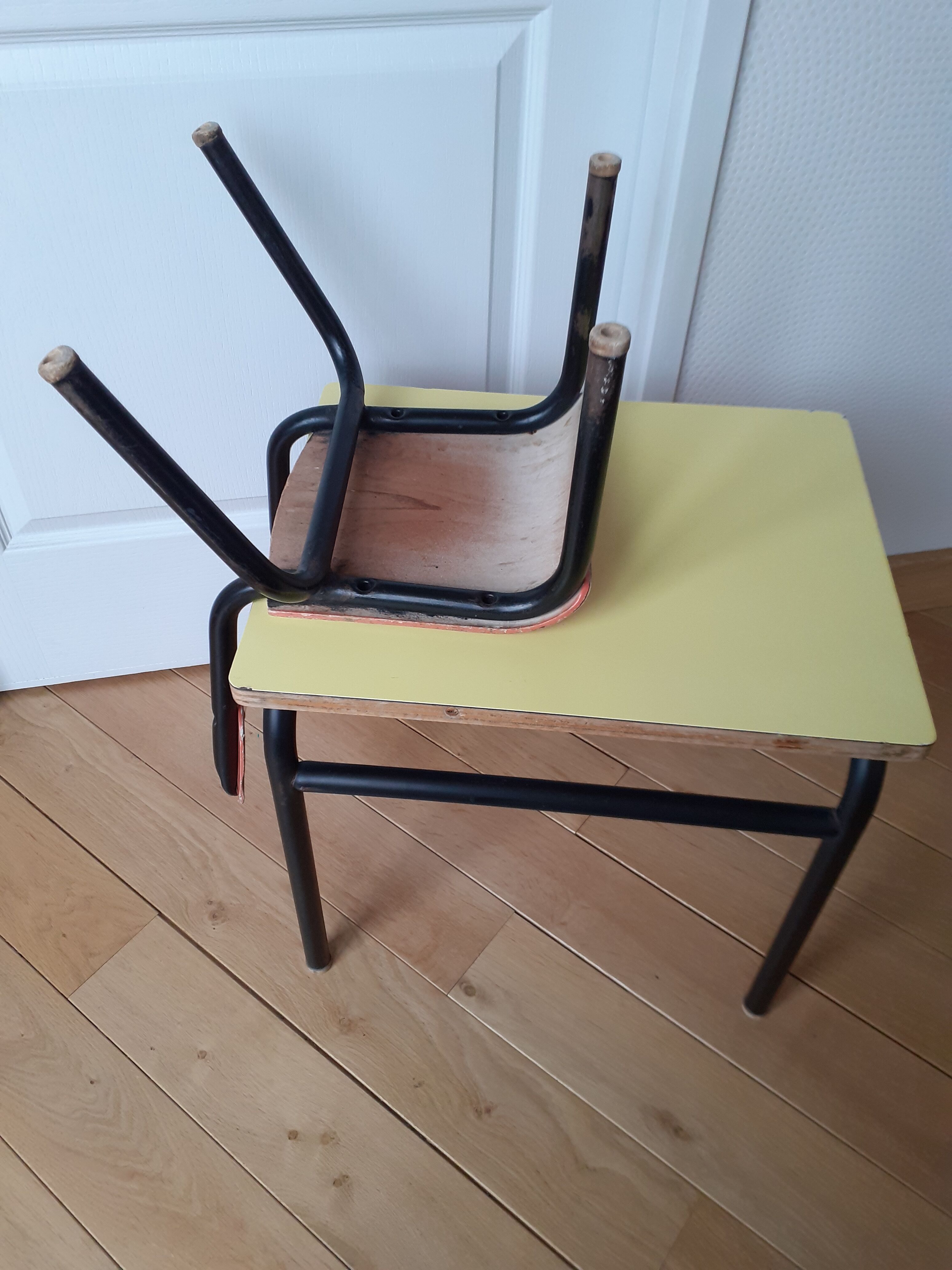 Small vintage school table and its little chair