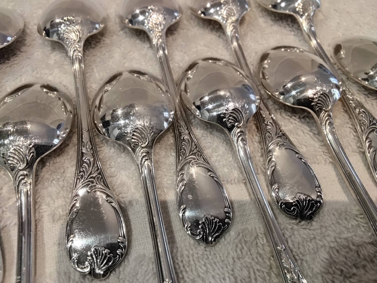 12 silver-plated coffee spoons by Christofle Marly, 13.6 cm