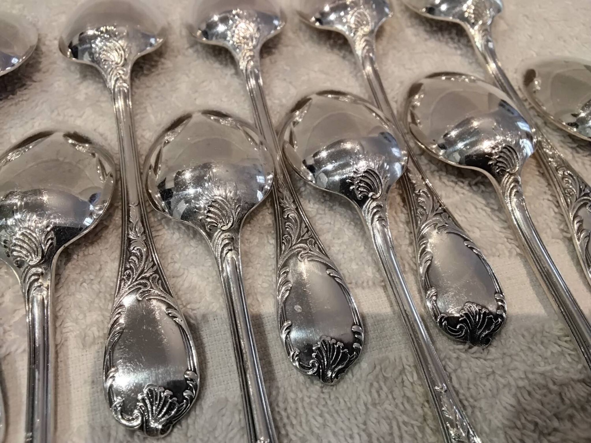 12 silver-plated coffee spoons by Christofle Marly, 13.6 cm