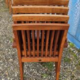 Stackable chair-armchair in solid teak with cushion by Vlaemynck