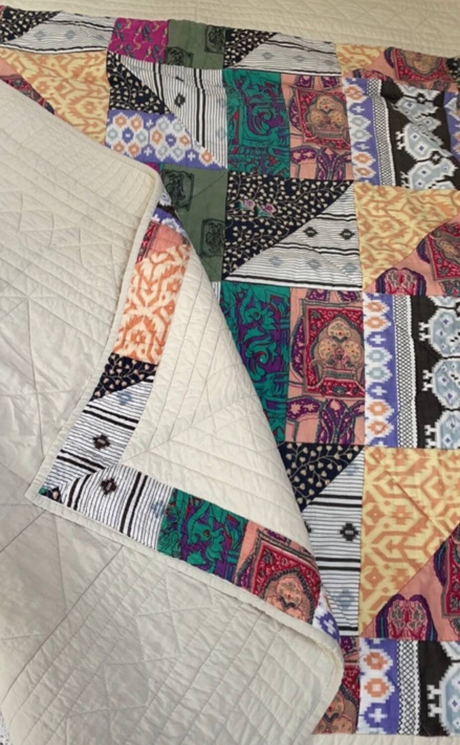 Ikat cotton patchwork plaid