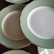 6 flat plates Villeroy & Boch Mettlach celadon green and vintage gold 1960s