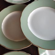 6 flat plates Villeroy & Boch Mettlach celadon green and vintage gold 1960s