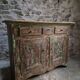 French rustic buffet in walnut, 18th century, 3 drawers and 2 doors.