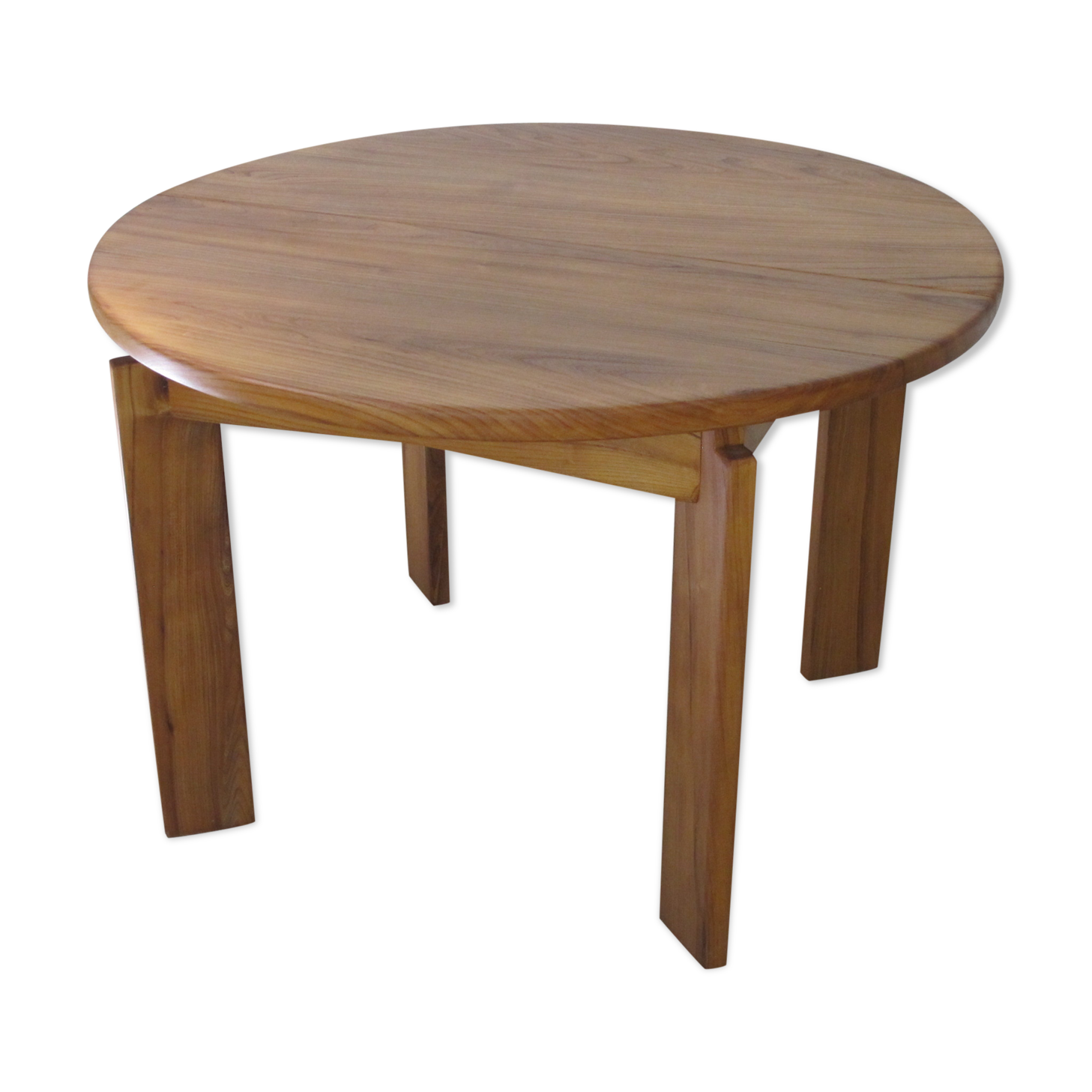 Round table in oiled solid elm House regain 1970