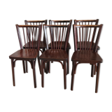 Suite de 6 chaises de bistrot Baumann vintage 1960