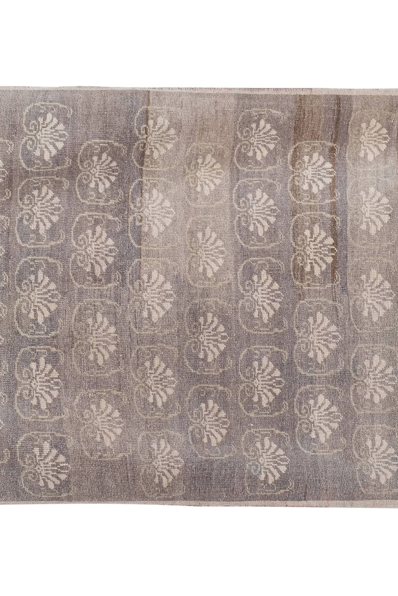 Vintage midcentury karapinar floral brown wool rug