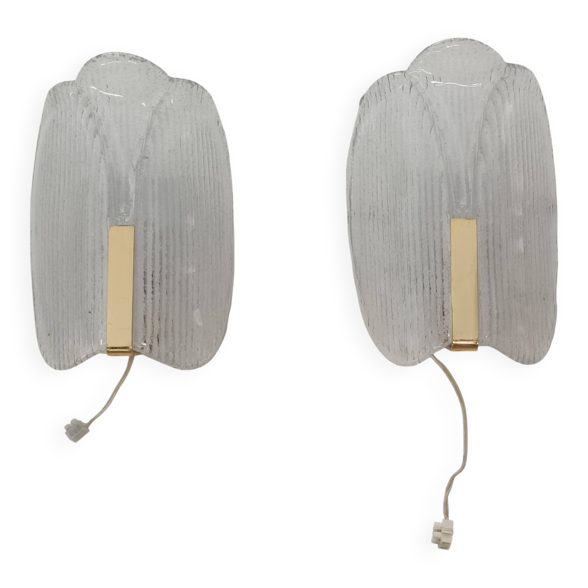 Paire d'appliques par Carl Fagerlund pour Orrefors 1970s