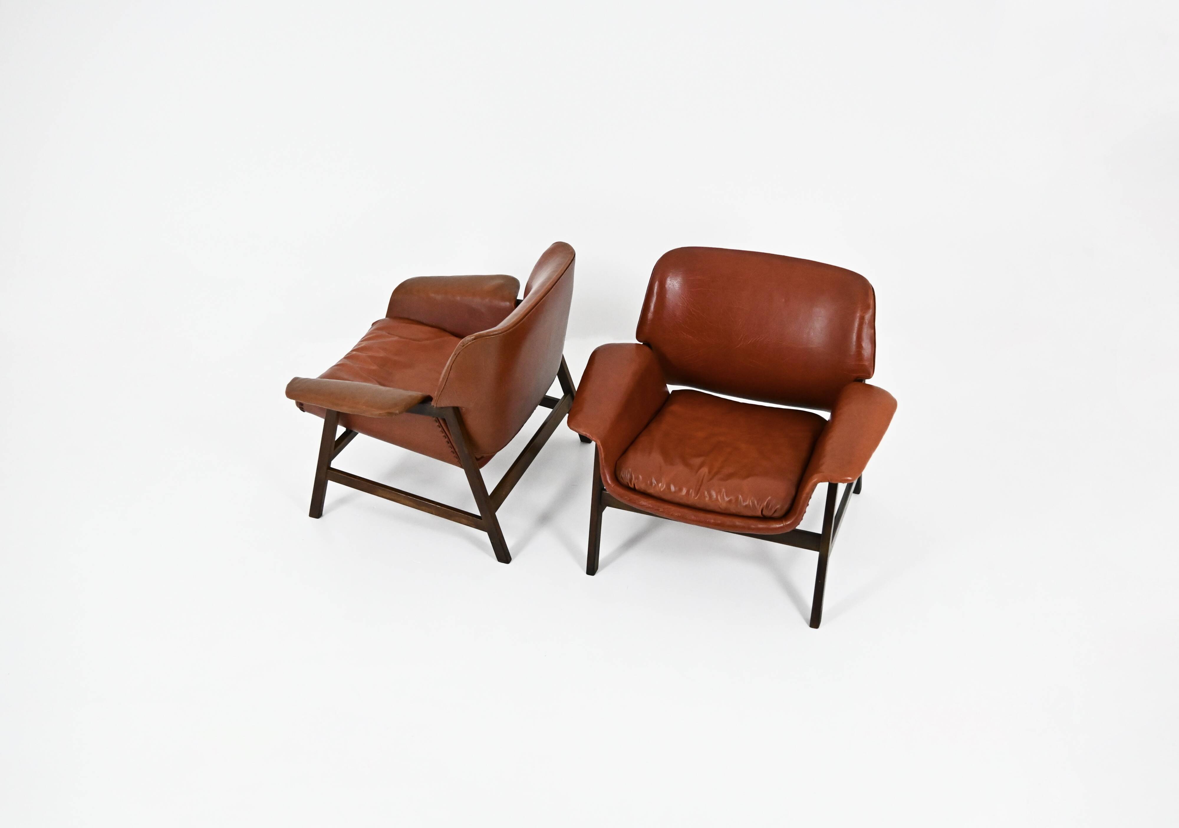Set of 2 “849” Armchairs by Gianfranco Frattini for Cassina, 1950s
