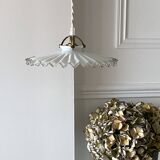 Pleated opaline pendant light