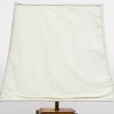 Grande lampe de table Pagode orientale en bronze avec abat-jour 1960
