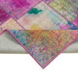 Hand-Knotted Anatolian Contemporary 169 cm x 240 cm Multicolor Patchwork Rug