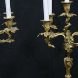 Pair of candelabra of time Napoleon III bronze, Style Louis XV
