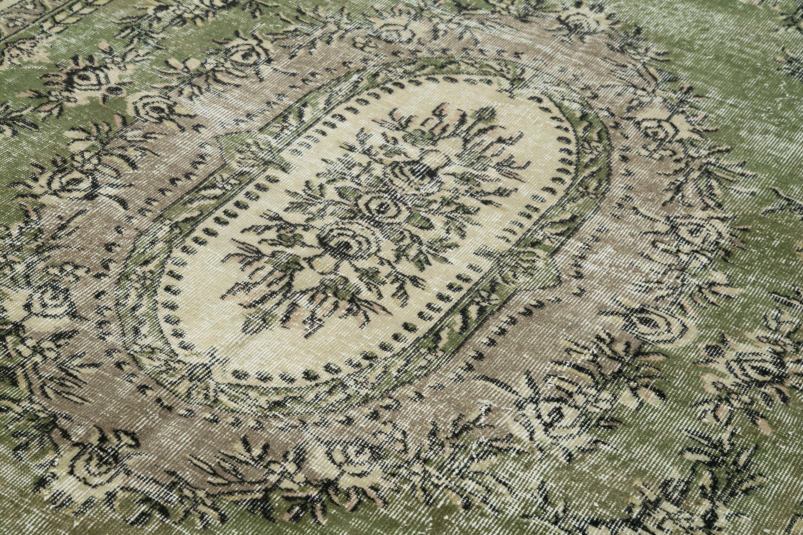Anatolian handwoven rustic 1970s beige carpet 213 cm x 300 cm