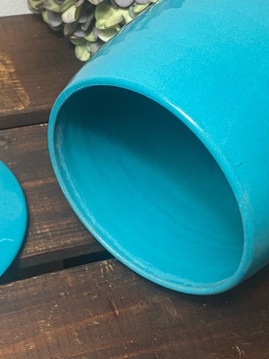 Turquoise blue ceramic candy box