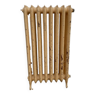 Old radiator on feet with flowered blades in cast iron 20th century