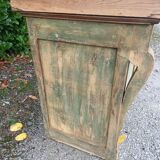 Old oak trade counter, weathered raw wood