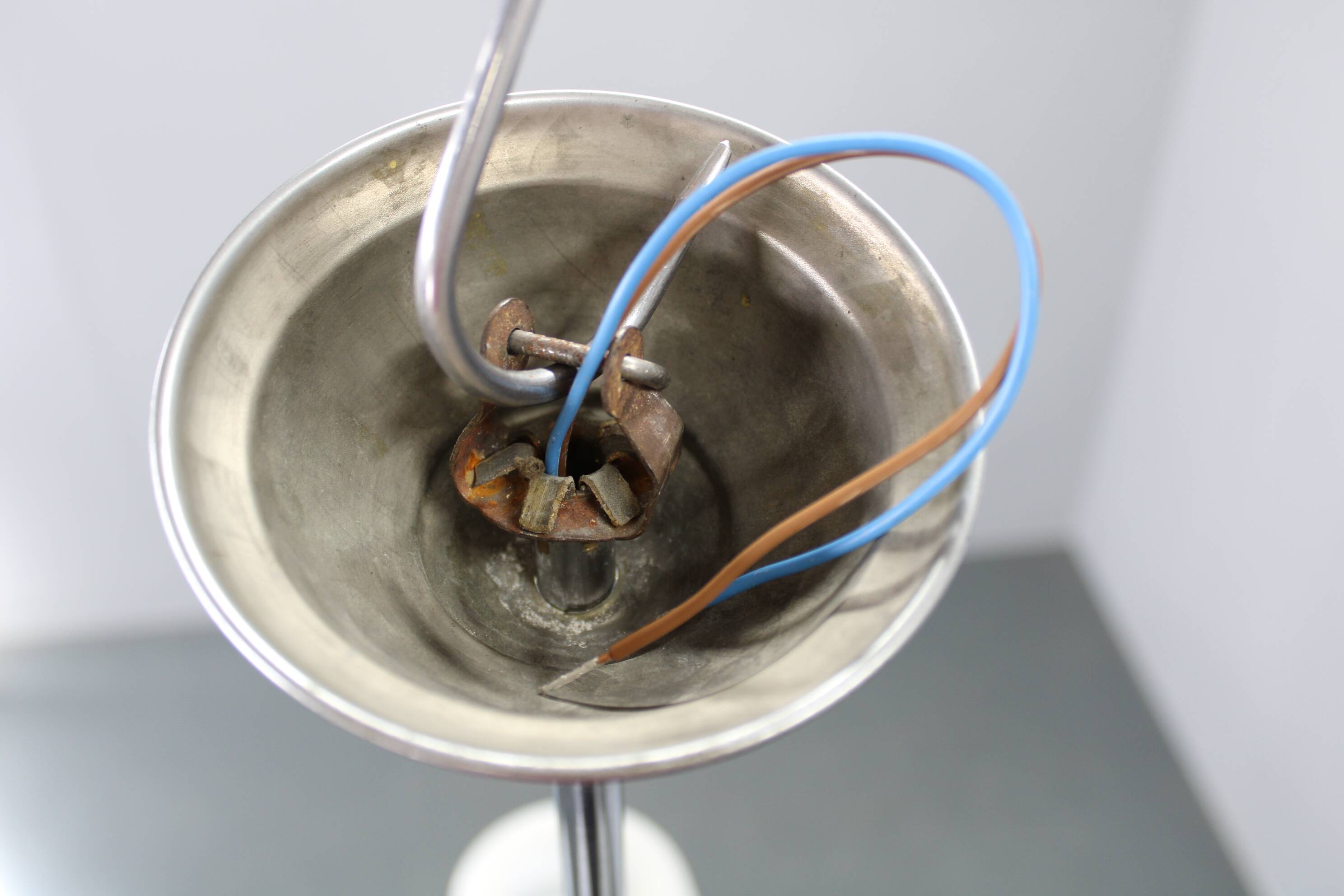 Art Deco nickel chandelier with textured glass, Czechoslovakia, 1930s