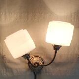 Double articulated wall light with opaline globe - 1950s/60s