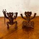 Pair of cast iron fire dogs - Devil & Deviless - Early 20th century