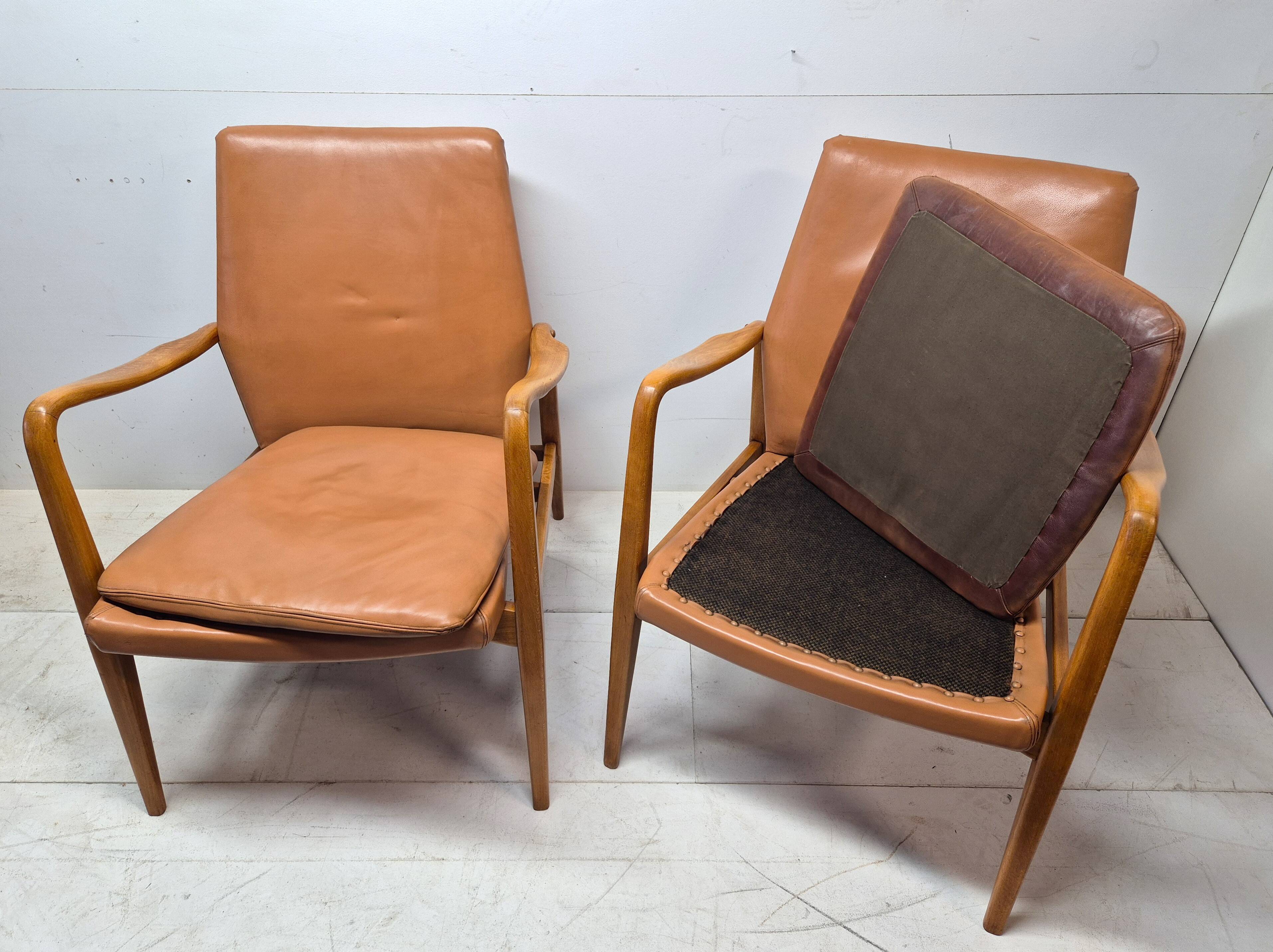 Pair of Scandinavian armchairs attributed to Axel Larsson, circa 1960.