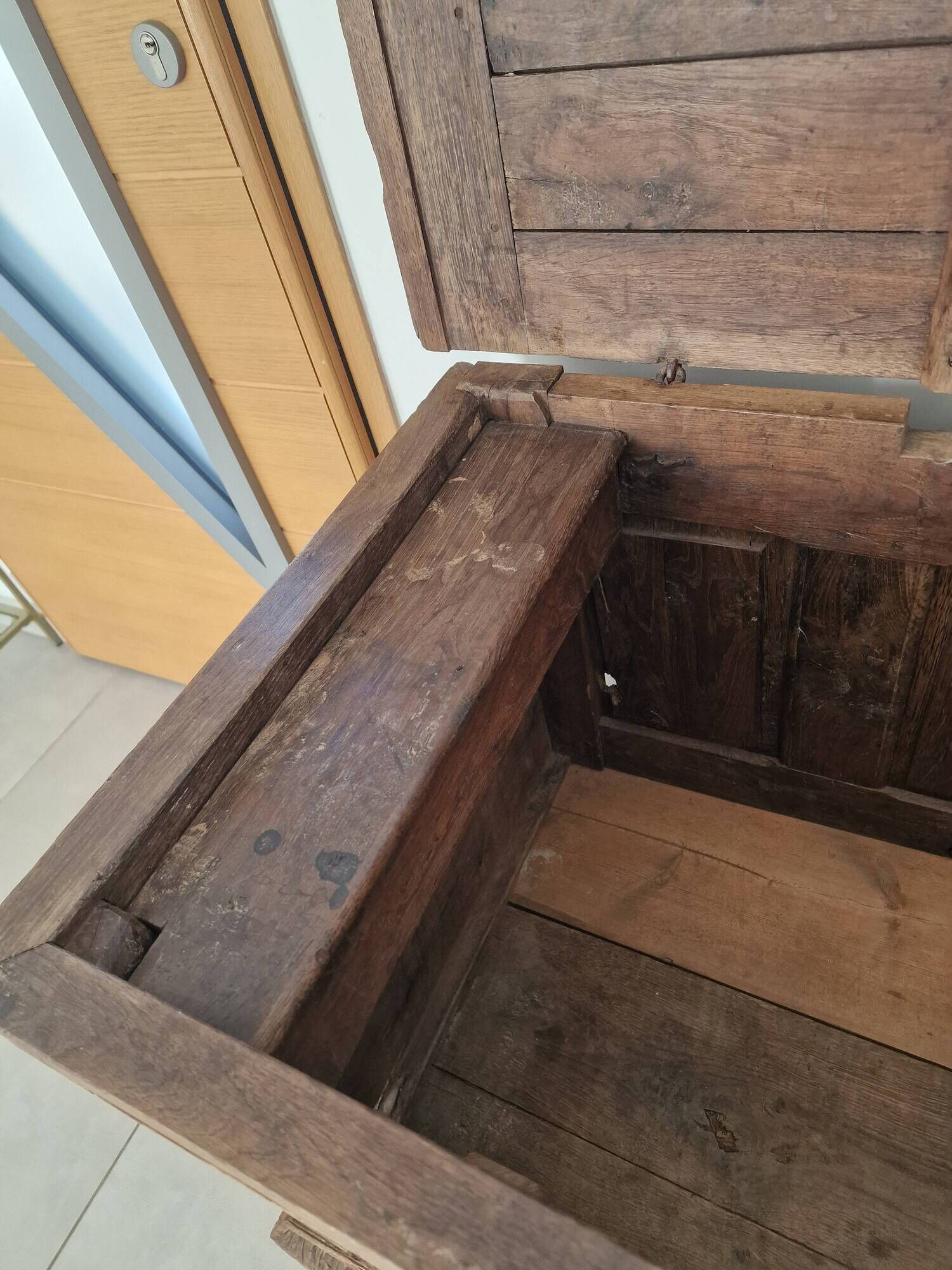 Antique carved oak chest