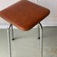 Tabouret vintage cuir marron et acier chromé