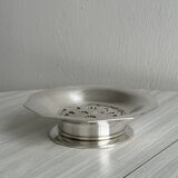 Antique shell butter dish in shiny silver metal