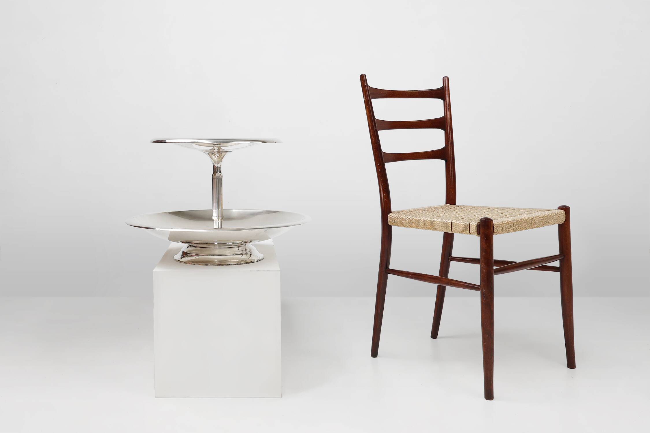 Large antique silver-plated bowl / etagère, France ca. 1900