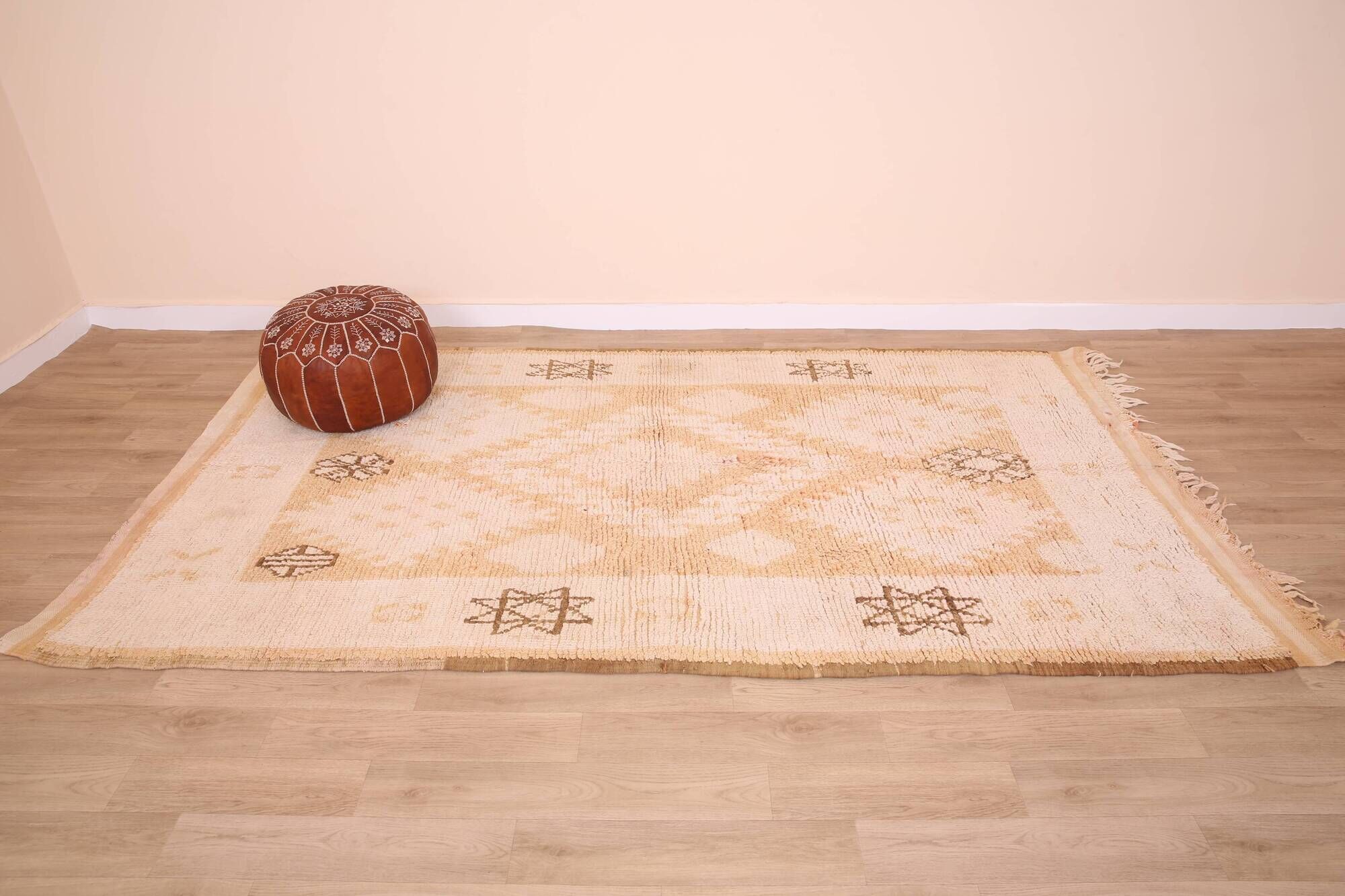 Yellow Vintage Moroccan Rug 159 x 282, Berber Wool Rug, Handmade Boho Rug