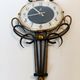 Jaz clock in black metal and golden brass, model Cabic 1967/1968