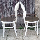 Pair Baumann chairs white seagulls, vintage, 70s