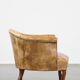 Antique sheep leather club chair/armchair on wheels