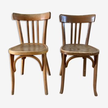 Duo de chaises bistrot style Baumann vintage années 40-50